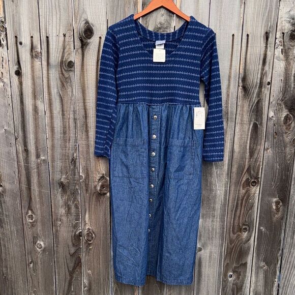 Rabbit Rabbit Rabbit Vintage Long Sleeve Button Front Denim Dress Petite Size 6 - Picture 10 of 14